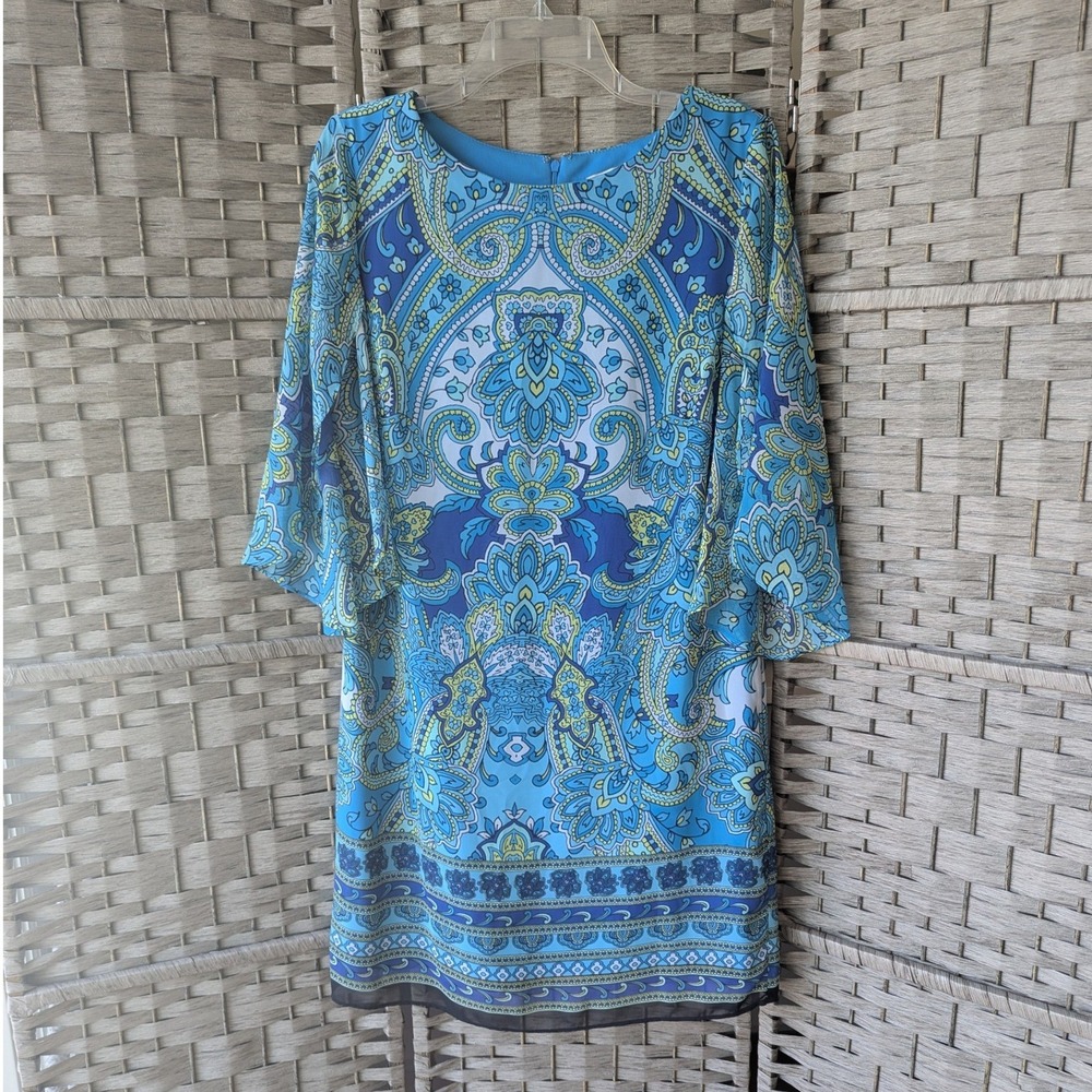 Sandra Darren Blue Paisley Midi Dress